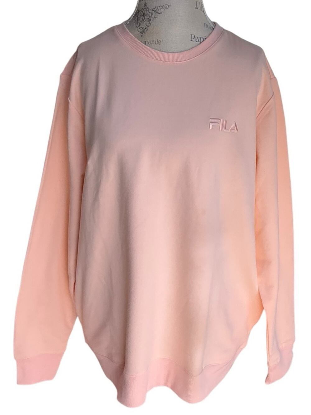 FILA Pastel Peach Crewneck Sweatshirt Side Pockets Size XXL NWT